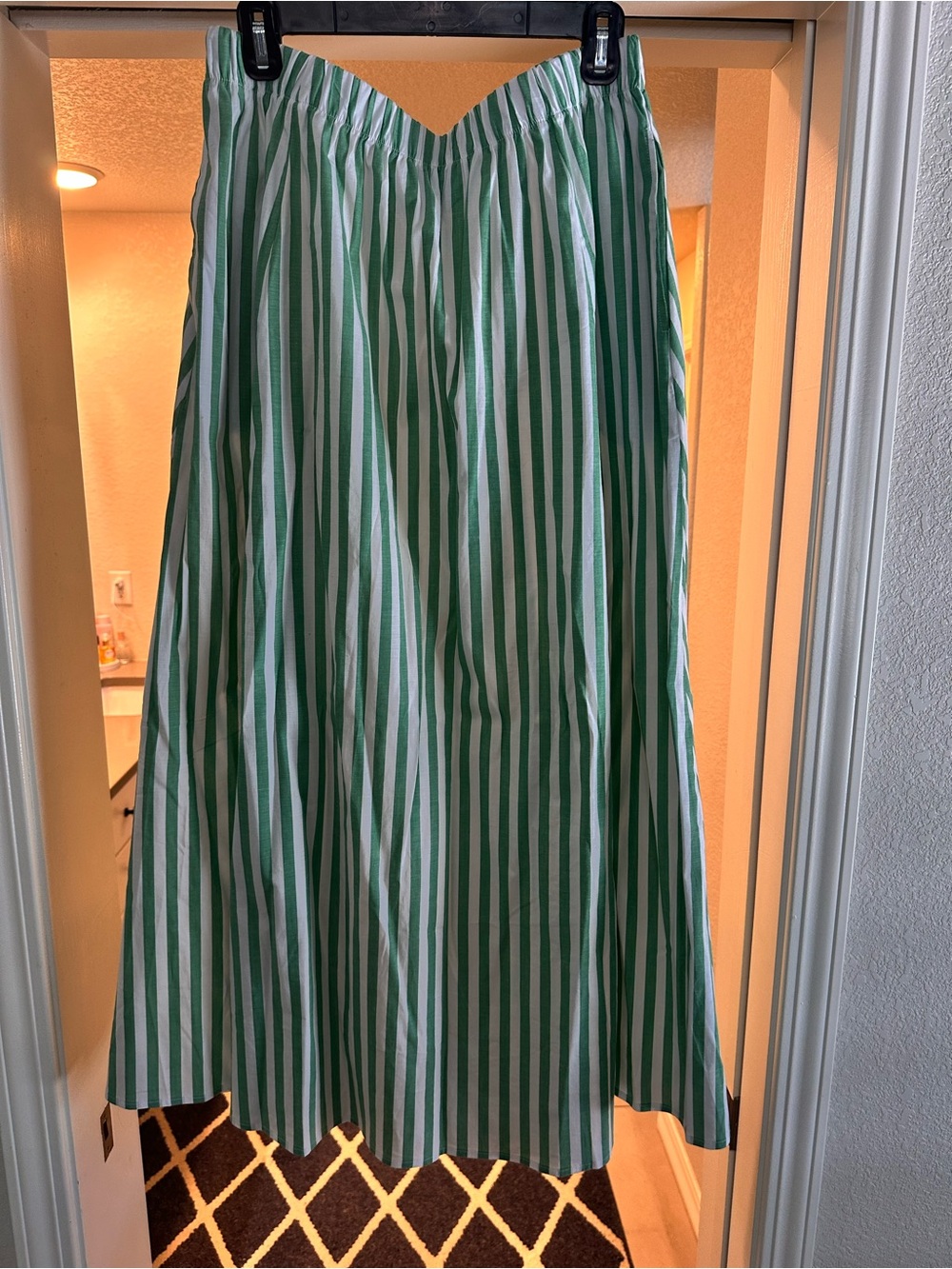 Green & White Striped Kids Bottoms